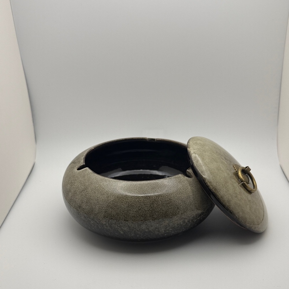 Elegant Gray Ceramic Lidded Bowl